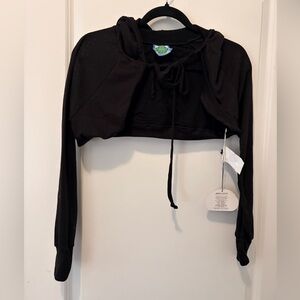 NWT OMIGHTY Black Cropped Hoodie with Drawstring - Medium